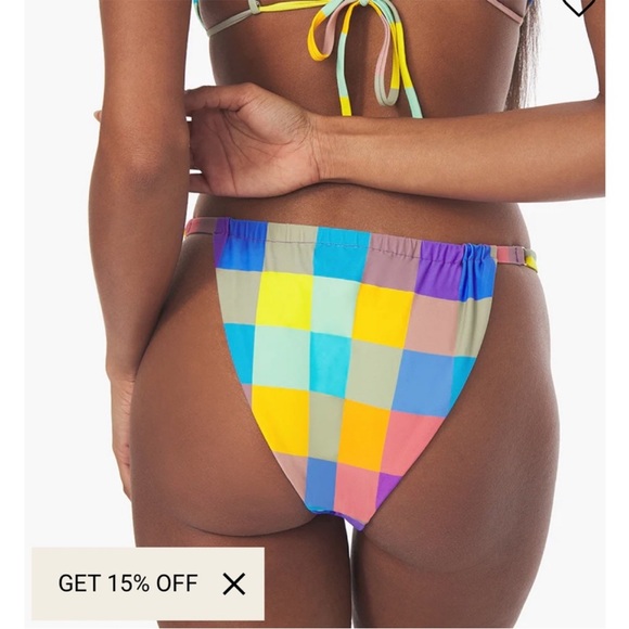 WeWoreWhat Gingham plaid 3 piece Bikini Set & Mesh Muscle Tank Dress - Picture 7 of 11